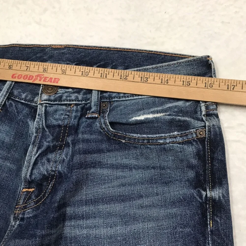 ABERCROMBIE & FITCH Jean Men 30x32 Button Fly Slim Straight Whisker Dark Wash